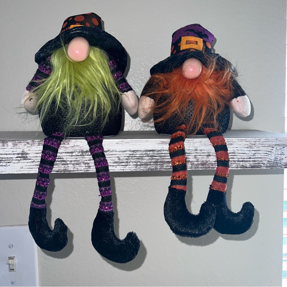 Halloween Shelf Sitter Gnomes Tabletop Decoration ~ Light up ~ Set of 2